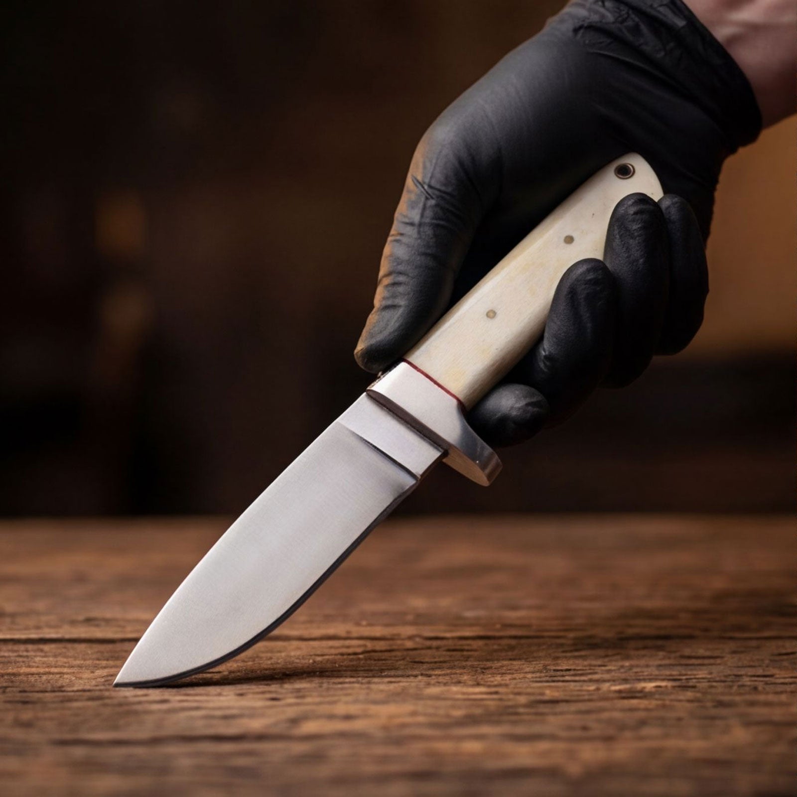 Handmade J2 Steel Skinner Knife 8” Camel Bone Handle Drop Point
