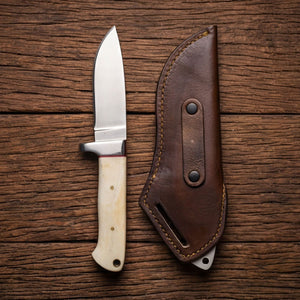 Handmade J2 Steel Skinner Knife 8” Camel Bone Handle Drop Point
