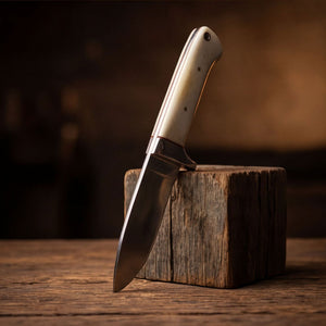 Handmade J2 Steel Skinner Knife 8” Camel Bone Handle Drop Point