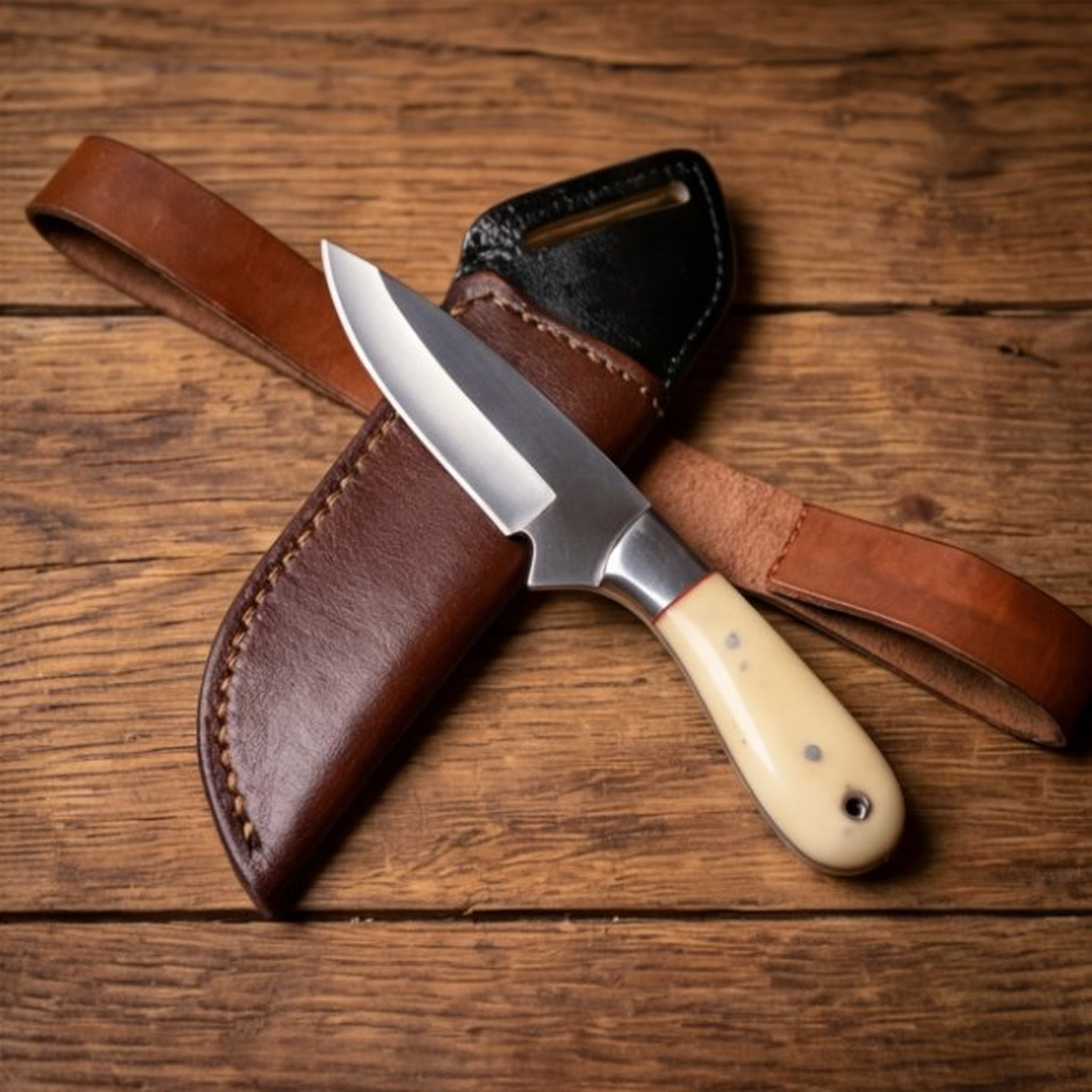 Handmade J2 Steel Skinner Knife 8” Camel Bone Drop Point