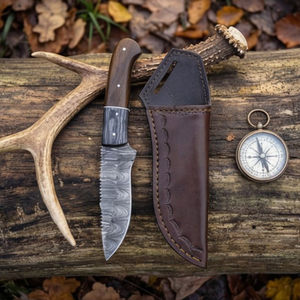 Handmade Damascus Skinner Knife 8” Pakka & Walnut Handle