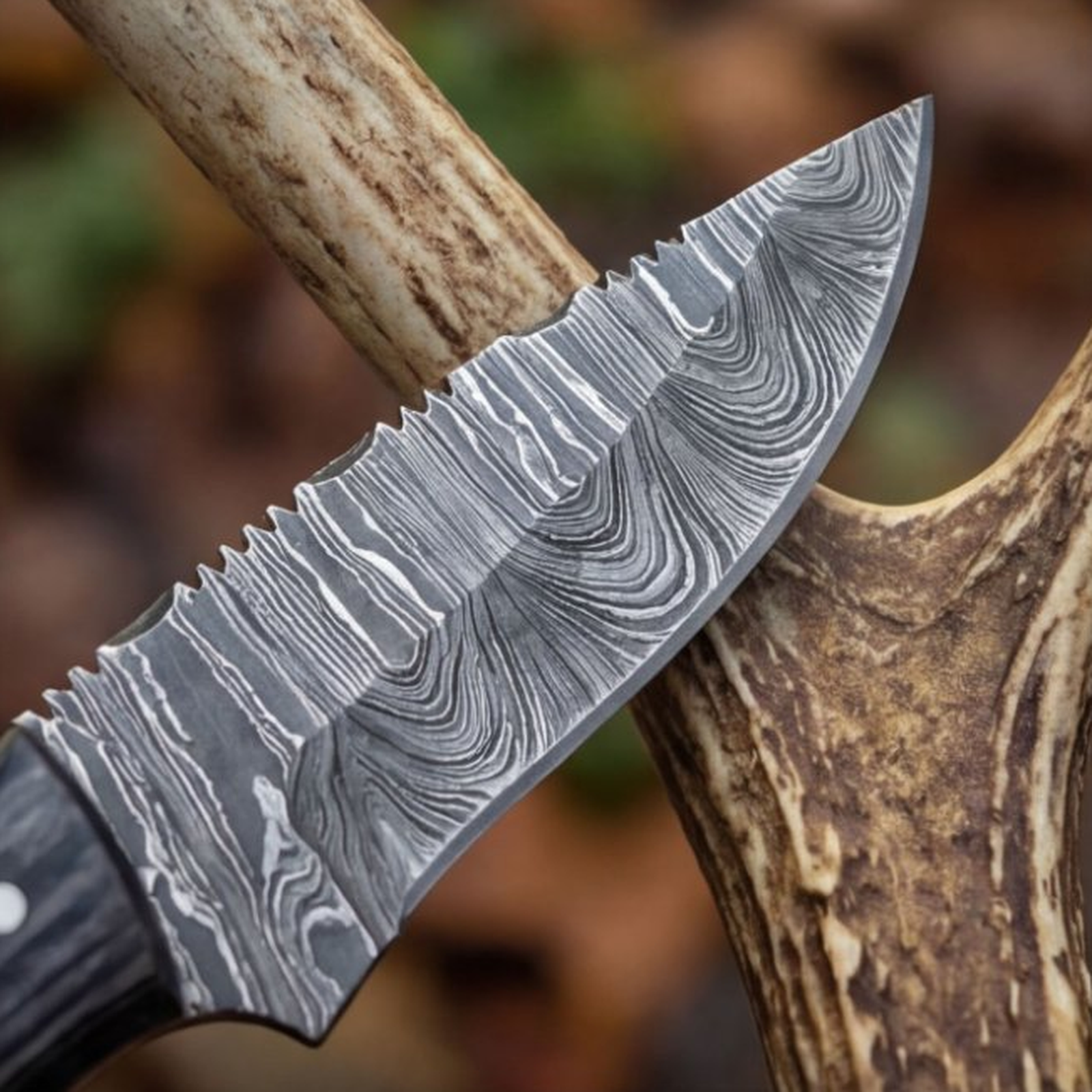 Handmade Damascus Skinner Knife 8” Pakka & Walnut Handle