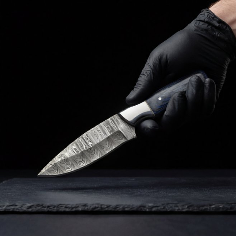 Handmade Damascus Skinner Knife 8” Steel Bolster Pakka Handle
