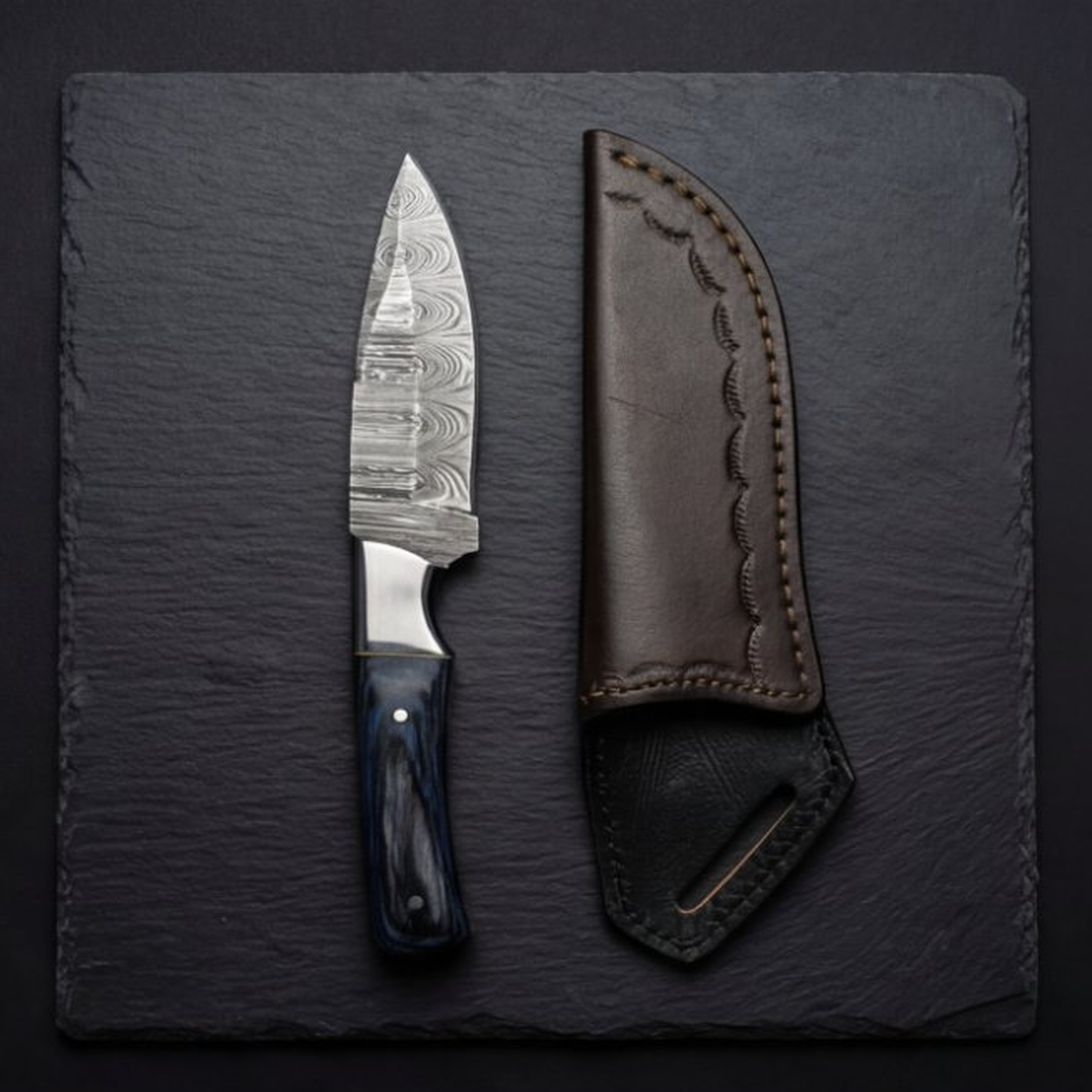 Handmade Damascus Skinner Knife 8” Steel Bolster Pakka Handle