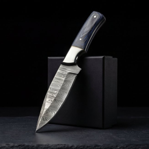 Handmade Damascus Skinner Knife 8” Steel Bolster Pakka Handle