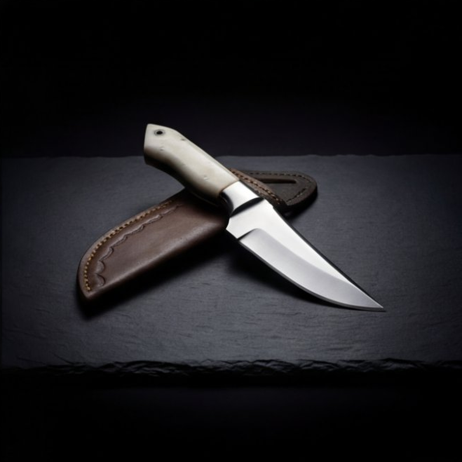 Handmade J2 Steel Skinner Knife 8” Camel Bone Clip Point