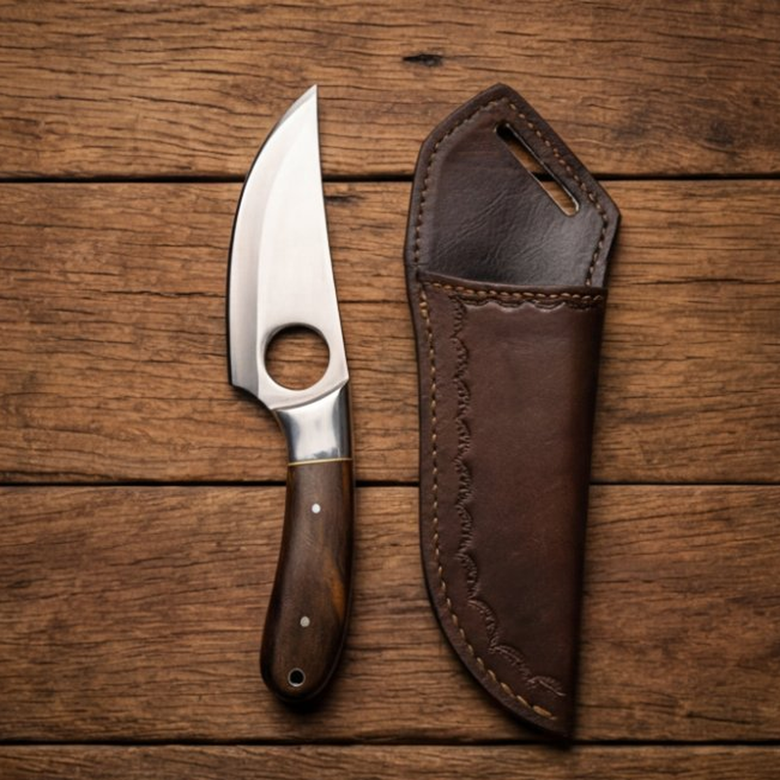 Handmade J2 Steel Skinner Knife 8” Walnut Handle Clip Point