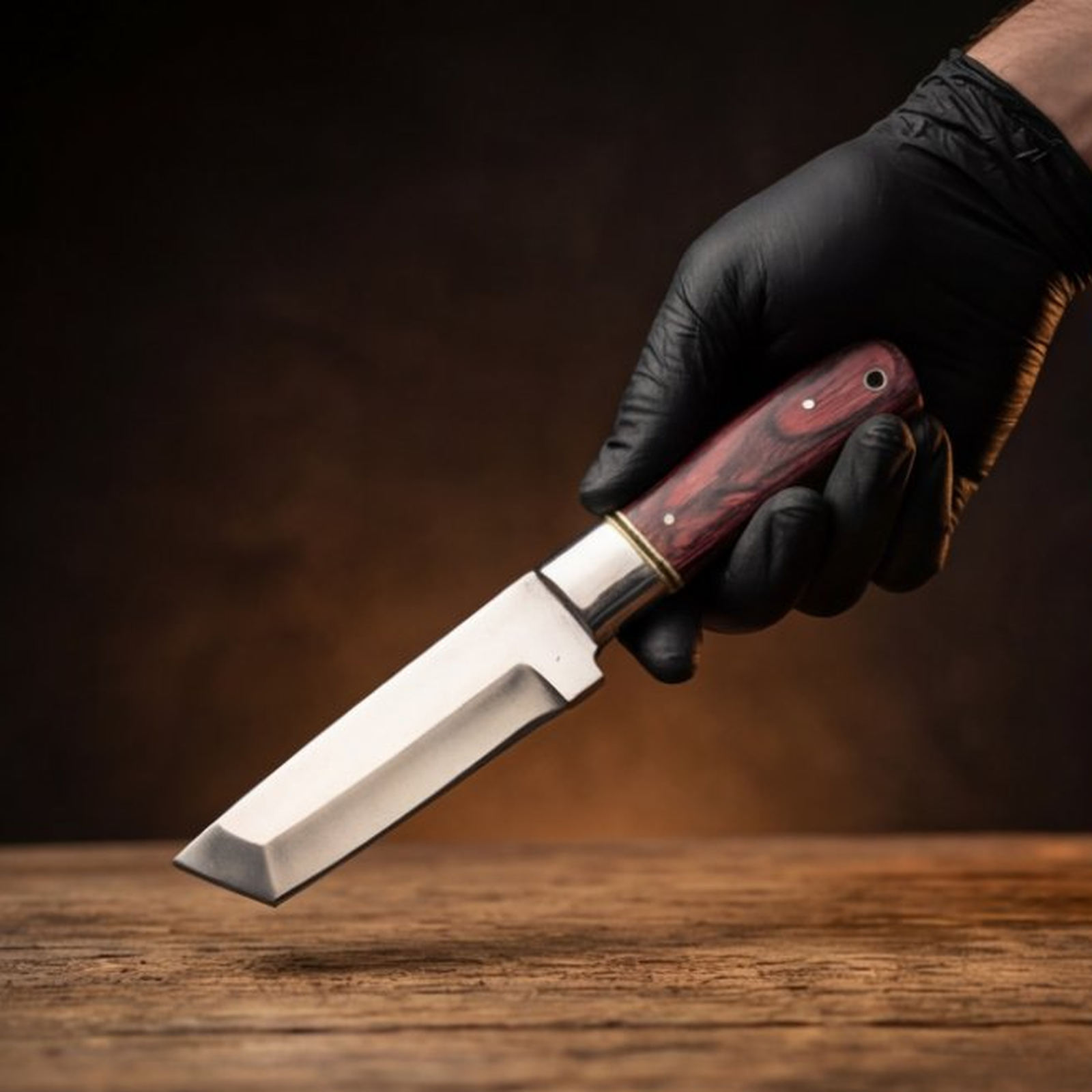 Handmade J2 Steel Tanto Knife 8” Pakka Wood Handle
