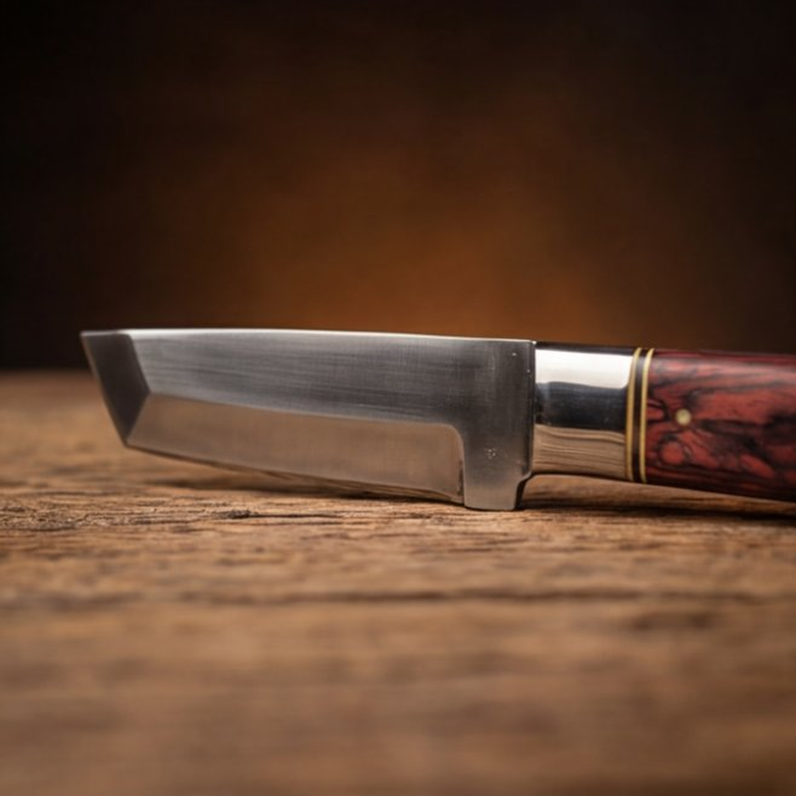 Handmade J2 Steel Tanto Knife 8” Pakka Wood Handle
