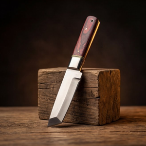 Handmade J2 Steel Tanto Knife 8” Pakka Wood Handle