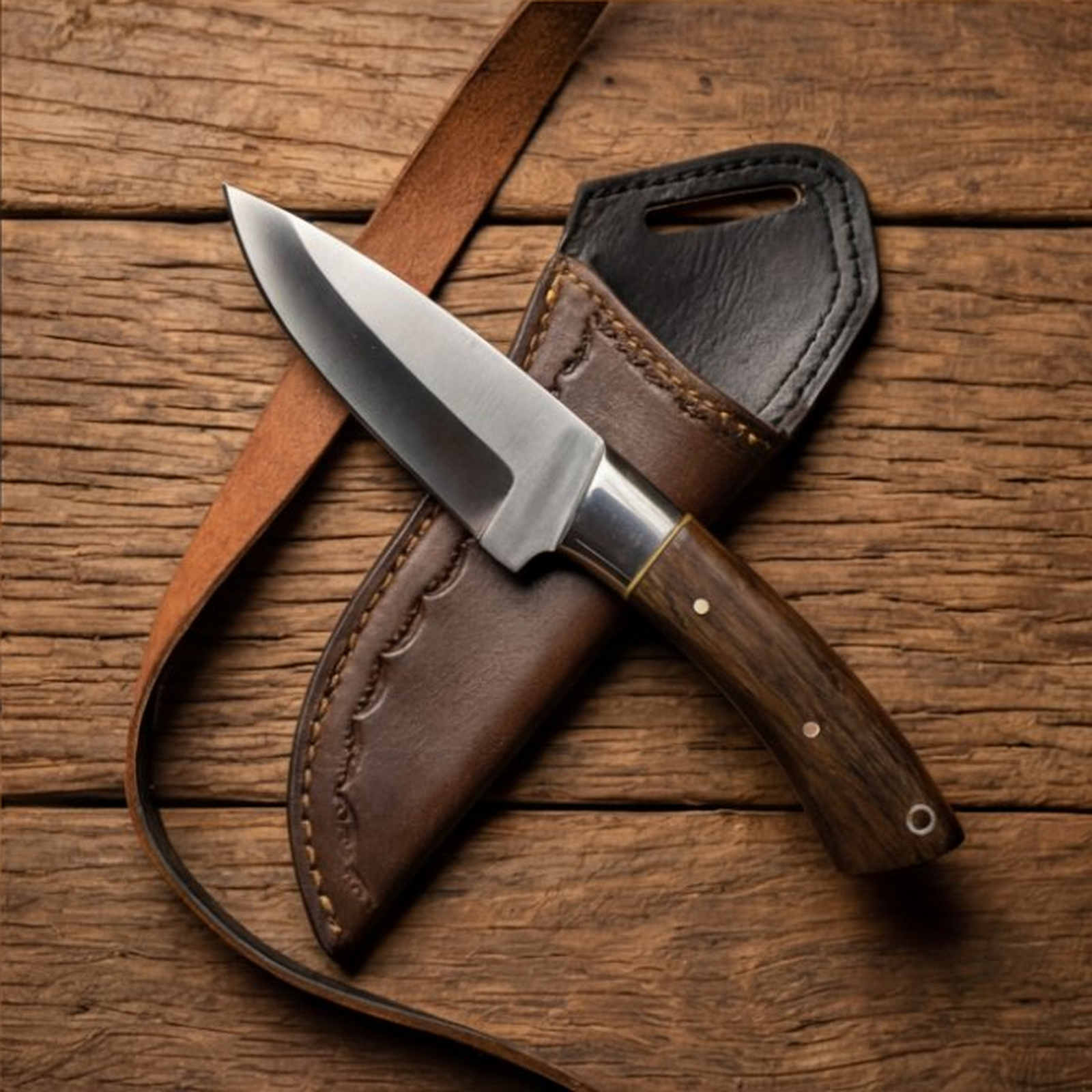 Handmade J2 Steel Skinner Knife 8” Walnut Handle Drop Point
