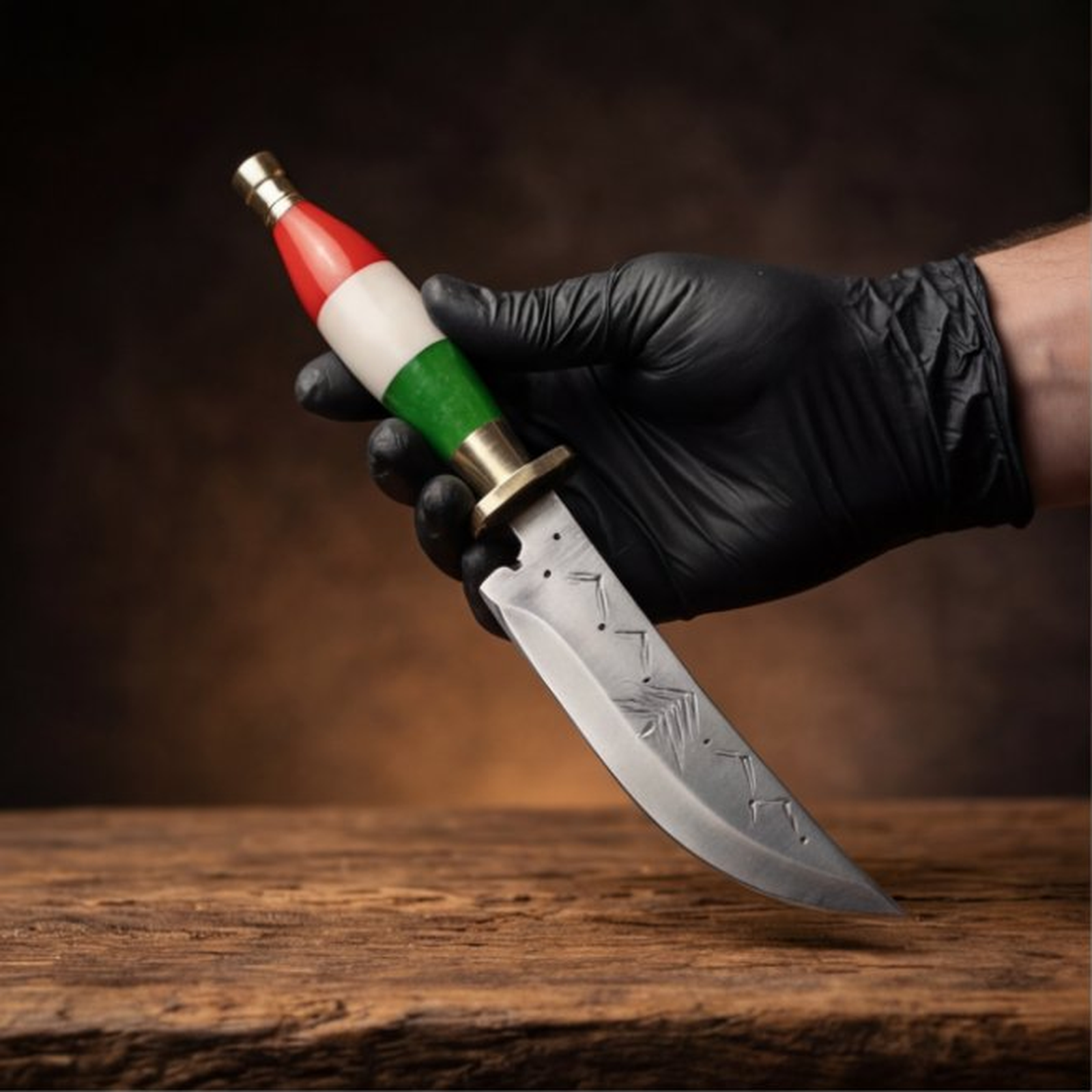 Handmade J2 Steel Hunting Knife 12” Resin Handle Clip Point