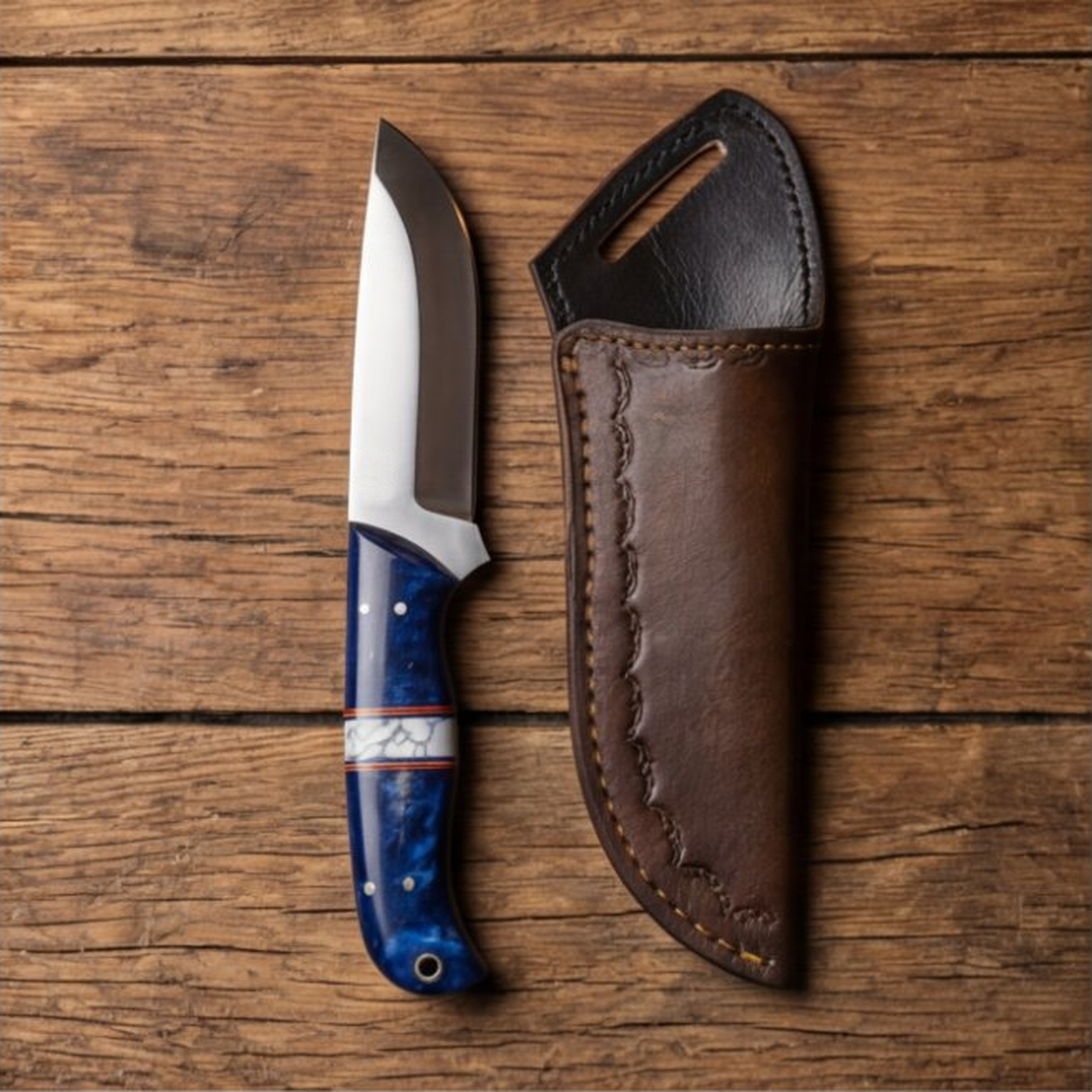 Handmade J2 Steel Skinner Knife 8” Resin Handle Straight Back