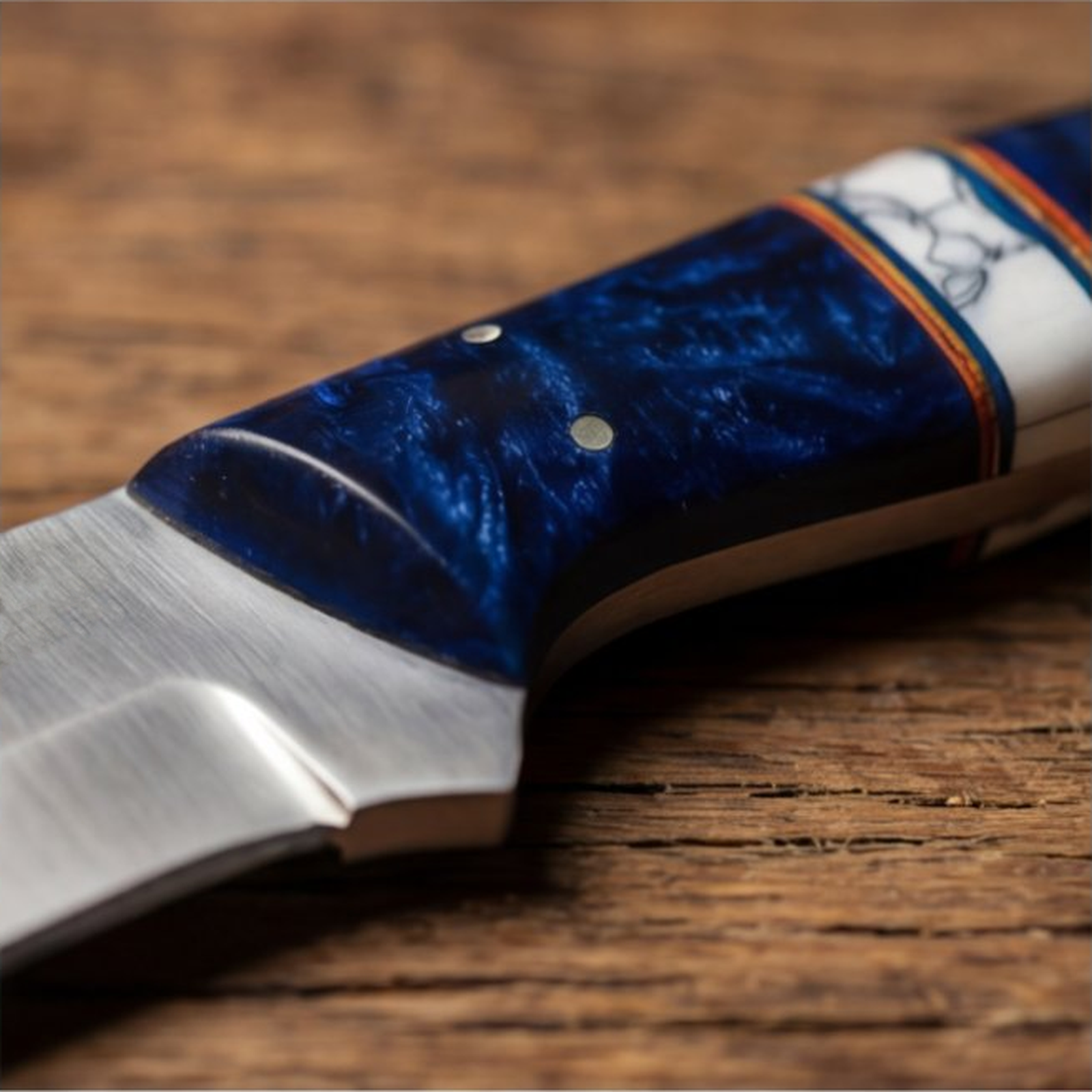 Handmade J2 Steel Skinner Knife 8” Resin Handle Straight Back