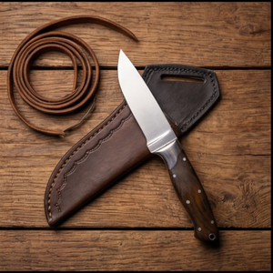Handmade J2 Steel Skinner Knife 9” Walnut Handle Straight Back