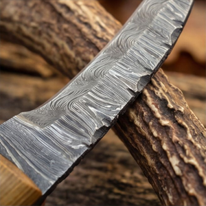Handmade Damascus Skinner Knife 8” Olive Wood Handle Drop Point