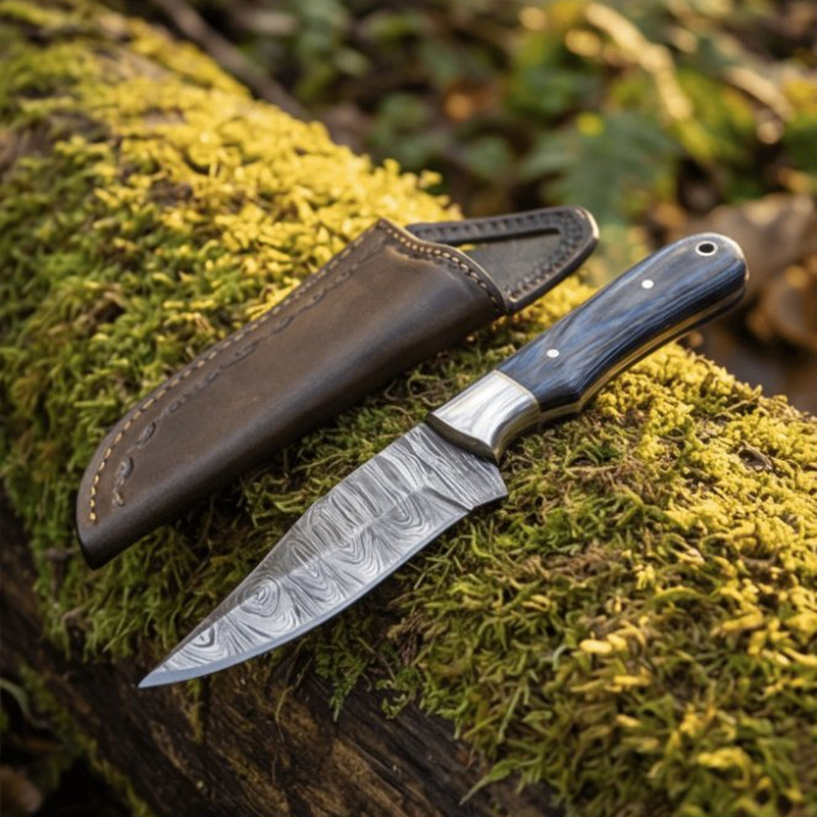 Handmade Damascus Skinner Knife 8” Pakka Wood Clip Point