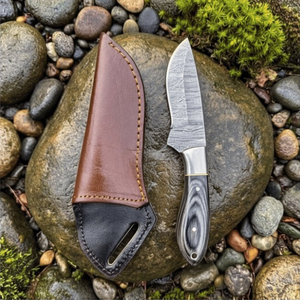 Handmade Damascus Skinner Knife 8” Steel Bolster Pakka Handle