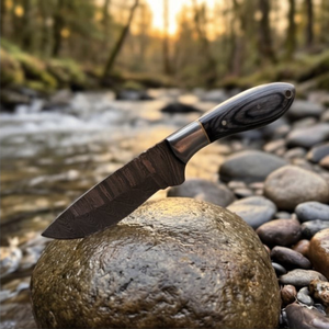 Handmade Damascus Skinner Knife 8” Steel Bolster Pakka Handle