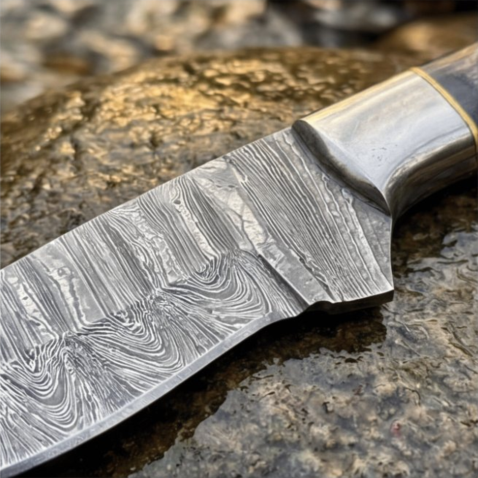 Handmade Damascus Skinner Knife 8” Steel Bolster Pakka Handle
