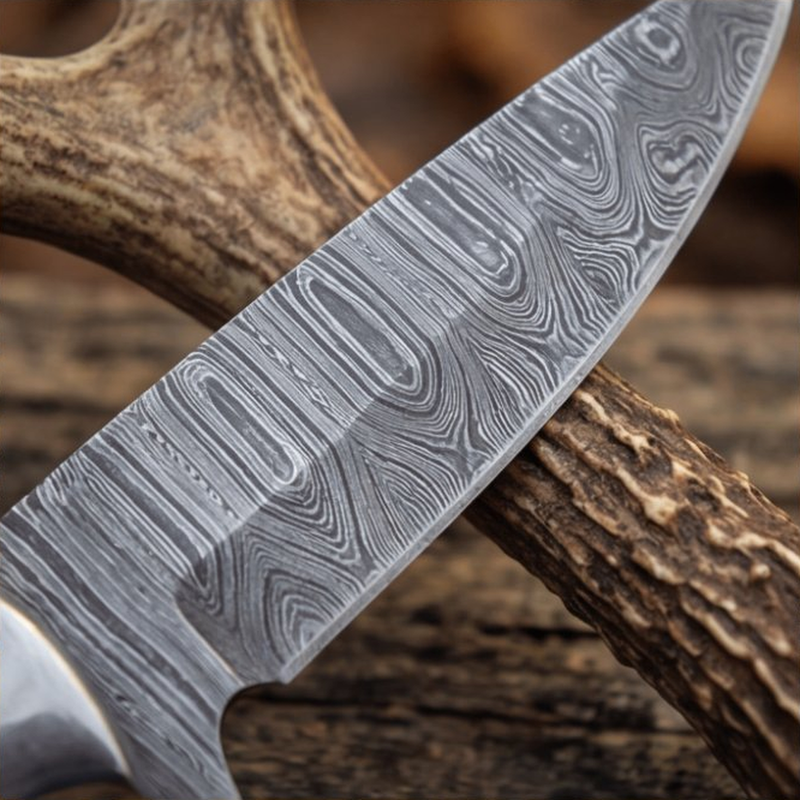 Handmade Damascus Skinner Knife 8” Walnut Wood Handle