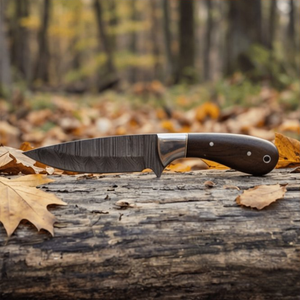 Handmade Damascus Skinner Knife 8” Walnut Handle Fixed Blade