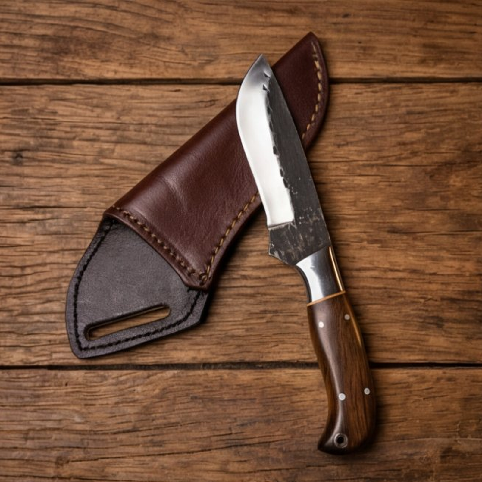 Handmade J2 Steel Skinner Knife 8” Walnut Handle Straight Back