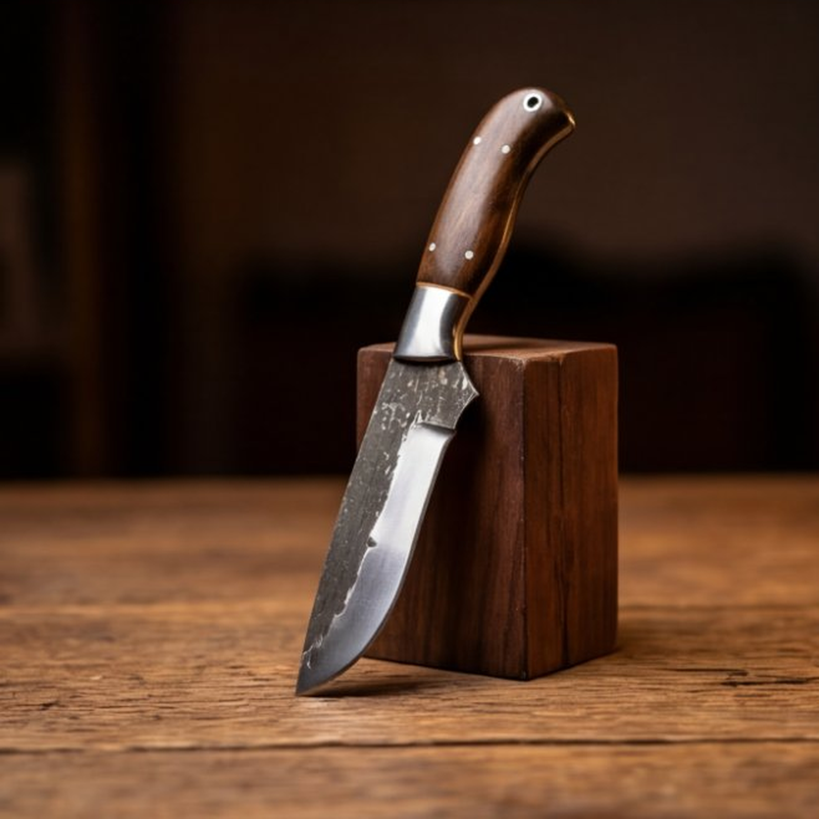 Handmade J2 Steel Skinner Knife 8” Walnut Handle Straight Back