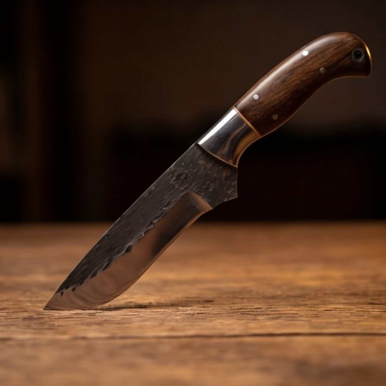 Handmade J2 Steel Skinner Knife 8” Walnut Handle Straight Back