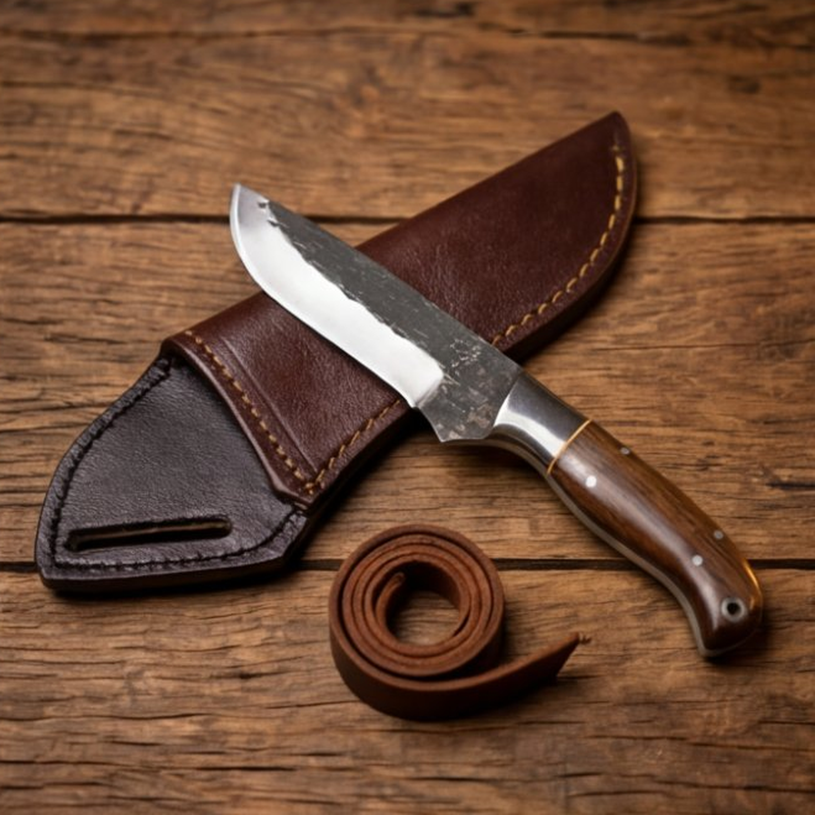 Handmade J2 Steel Skinner Knife 8” Walnut Handle Straight Back