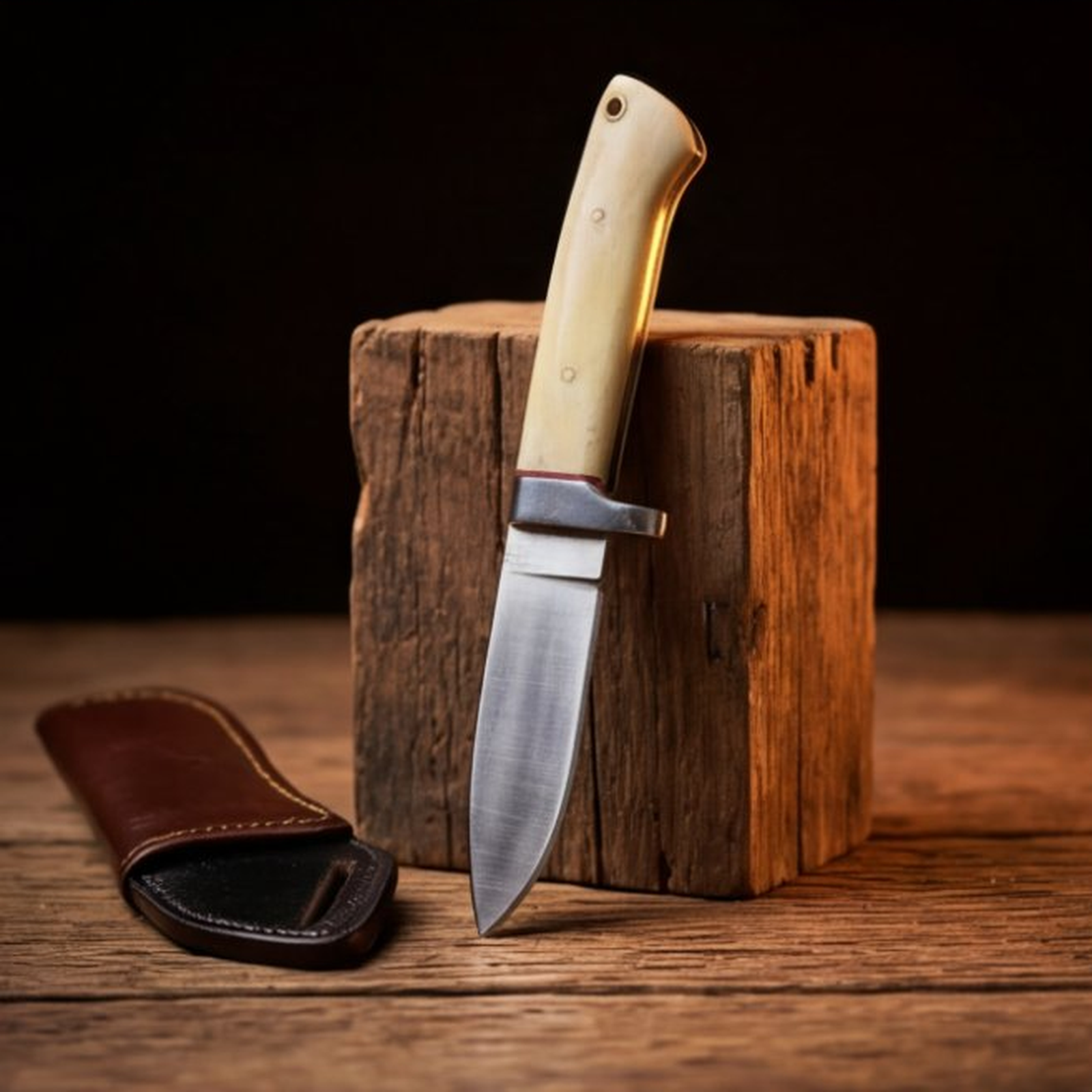 Handmade J2 Steel Skinner Knife 8” Camel Bone Drop Point