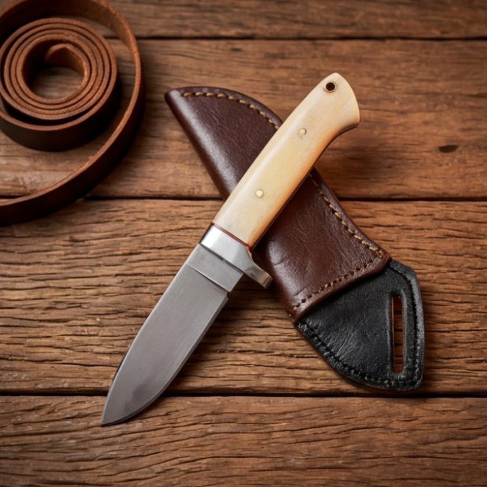 Handmade J2 Steel Skinner Knife 8” Camel Bone Drop Point