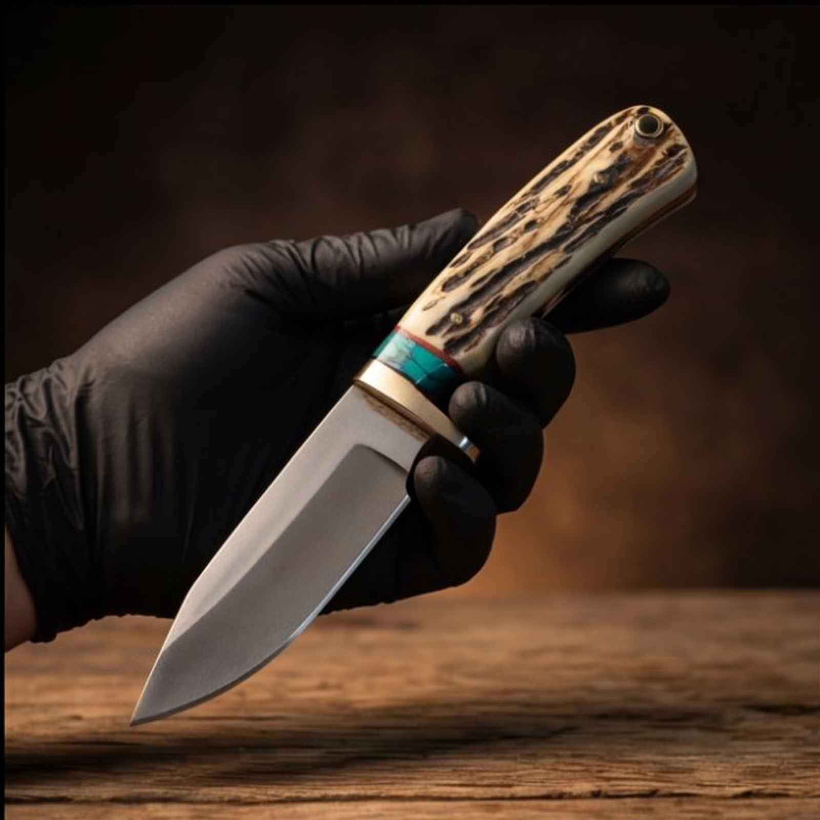 Handmade J2 Steel Skinner Knife 8” Stag Horn Handle Drop Point