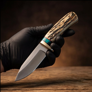 Handmade J2 Steel Skinner Knife 8” Stag Horn Handle Drop Point