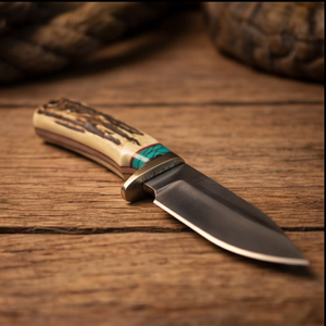 Handmade J2 Steel Skinner Knife 8” Stag Horn Handle Drop Point