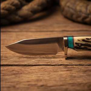 Handmade J2 Steel Skinner Knife 8” Stag Horn Handle Drop Point