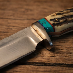Handmade J2 Steel Skinner Knife 8” Stag Horn Handle Drop Point