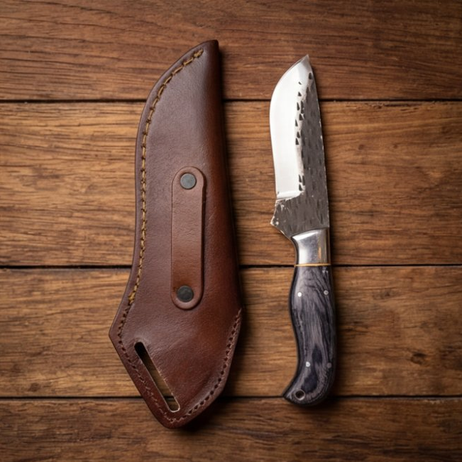 Handmade J2 Steel Skinner Knife 8” Pakka Wood Straight Back
