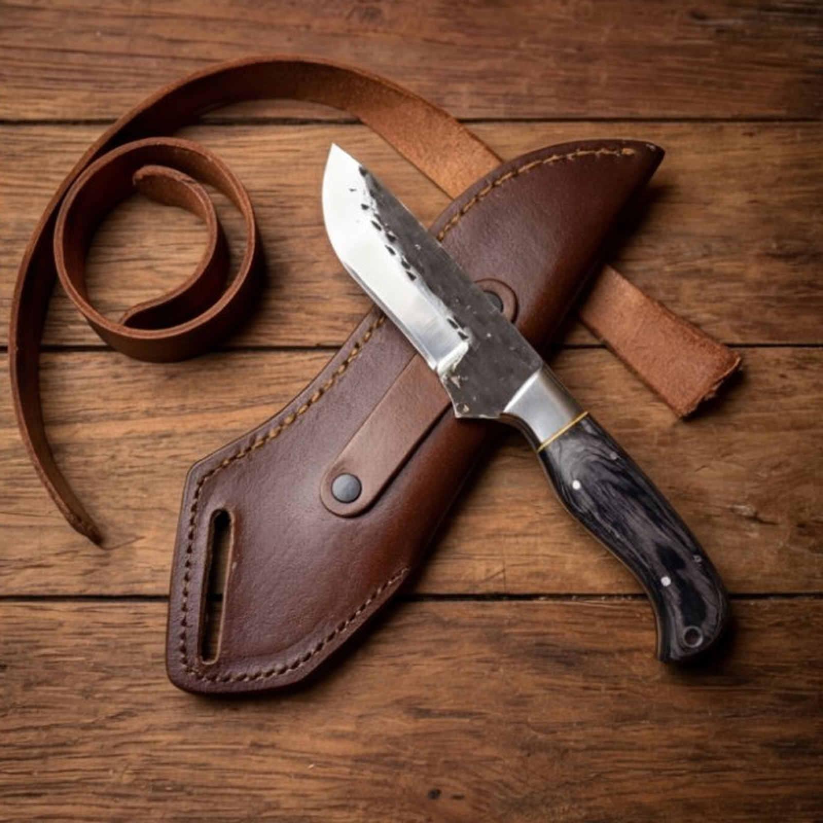 Handmade J2 Steel Skinner Knife 8” Pakka Wood Straight Back