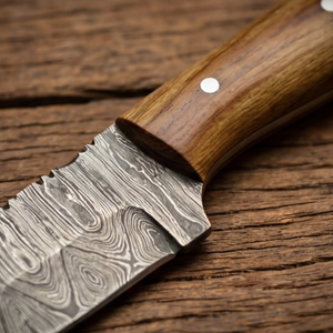 Handmade Damascus Skinner Knife 8” Olive Wood Straight Back