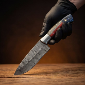 Handmade Damascus Skinner Knife 8” Pakka Wood Handle Fixed Blade