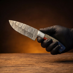 Handmade Damascus Skinner Knife 8” Pakka Wood Handle Fixed Blade
