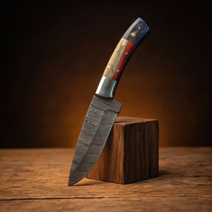 Handmade Damascus Skinner Knife 8” Pakka Wood Handle Fixed Blade