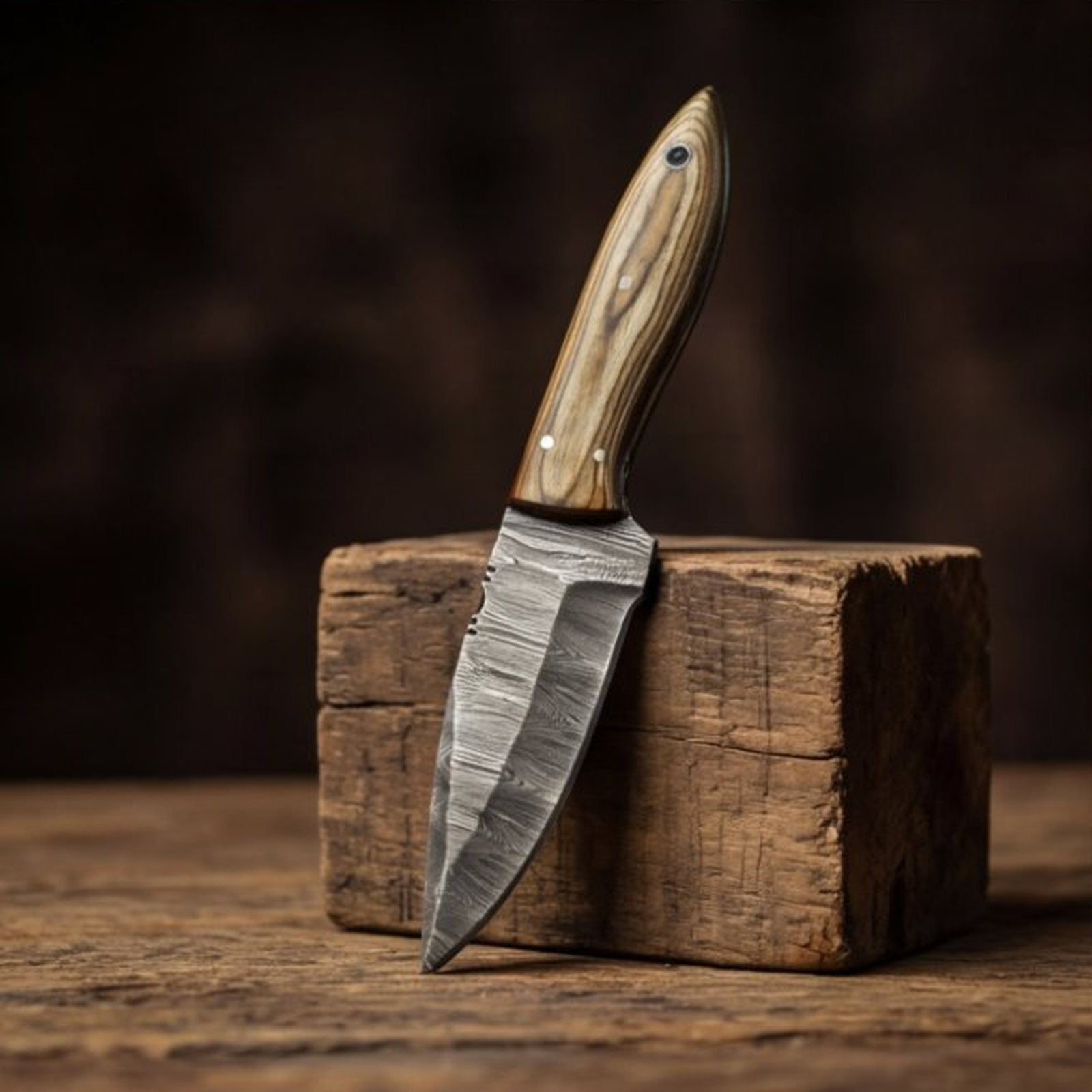 Handmade Damascus Skinner Knife 8” Pakka Wood Clip Point