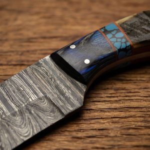 Handmade Damascus Skinner Knife 8” Pakka Wood & Resin Handle
