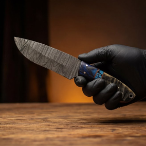 Handmade Damascus Skinner Knife 8” Pakka Wood & Resin Handle