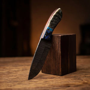 Handmade Damascus Skinner Knife 8” Pakka Wood & Resin Handle