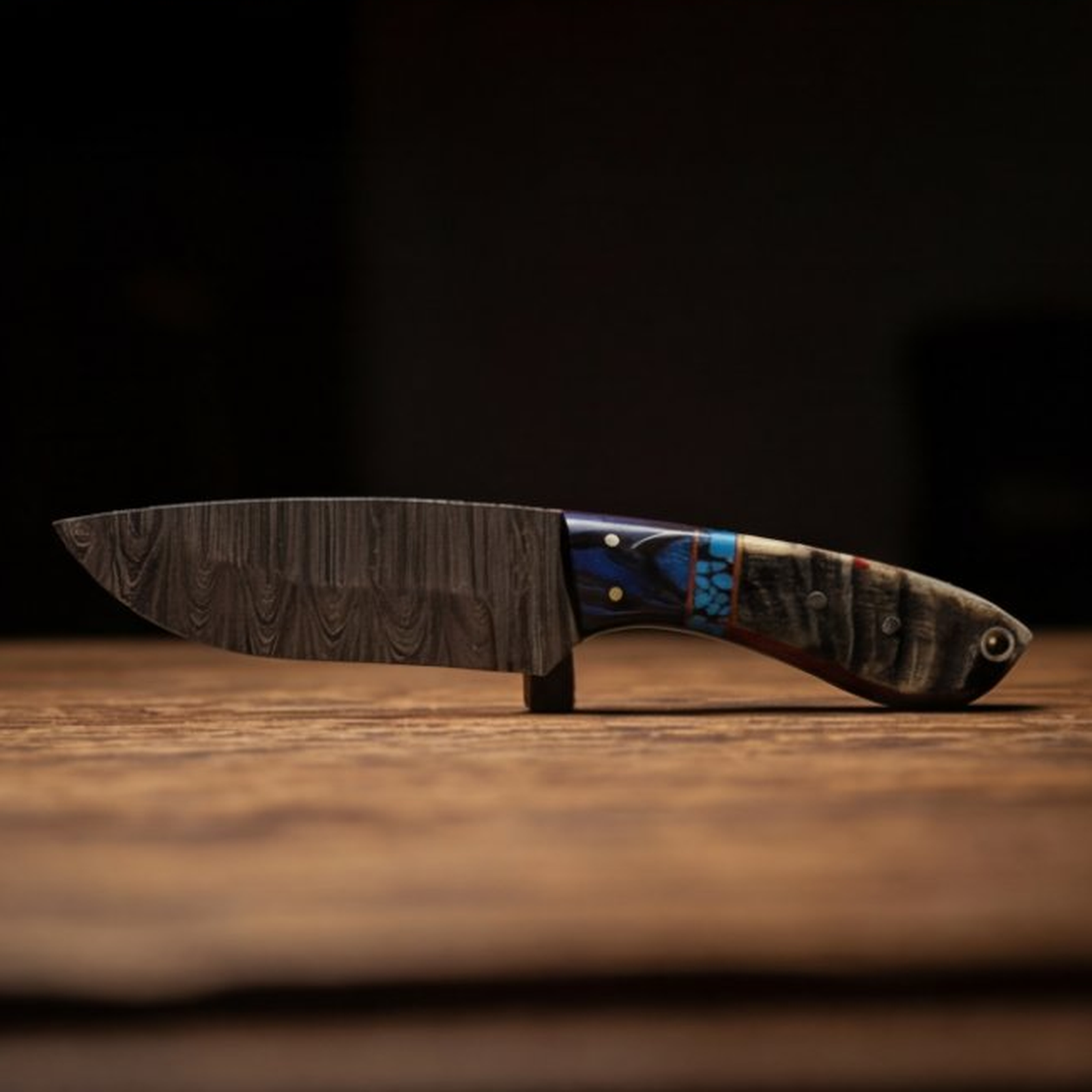 Handmade Damascus Skinner Knife 8” Pakka Wood & Resin Handle